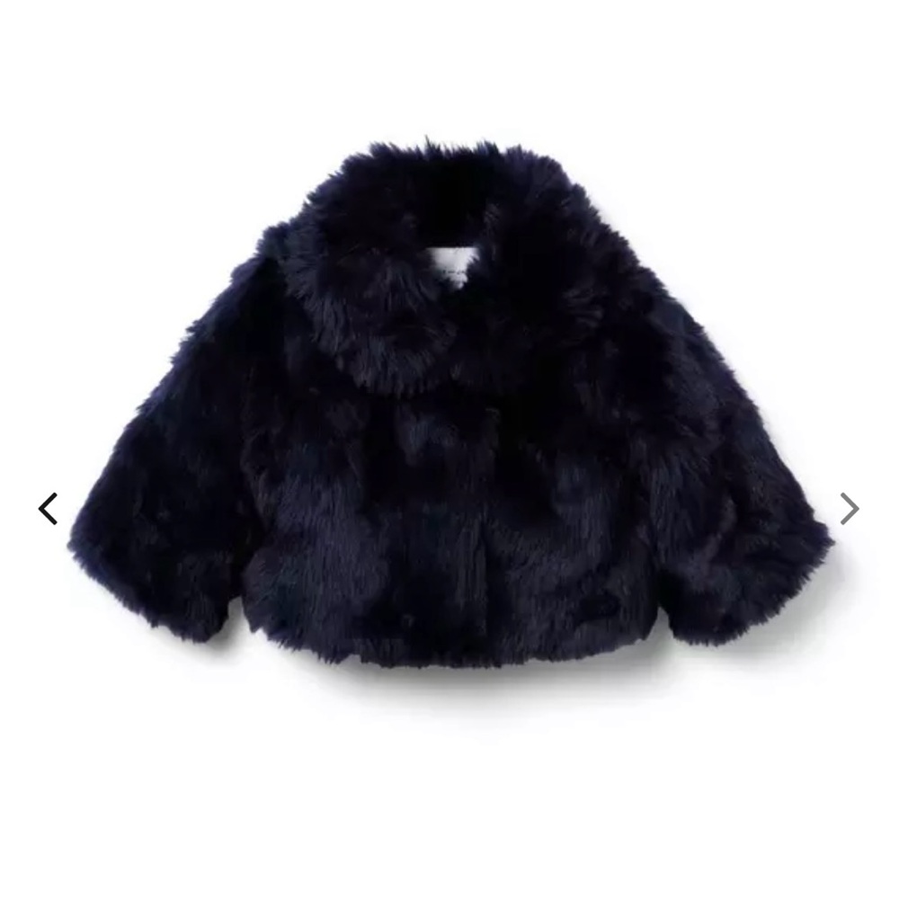 Janie and Jack Black Faux Fur Coat